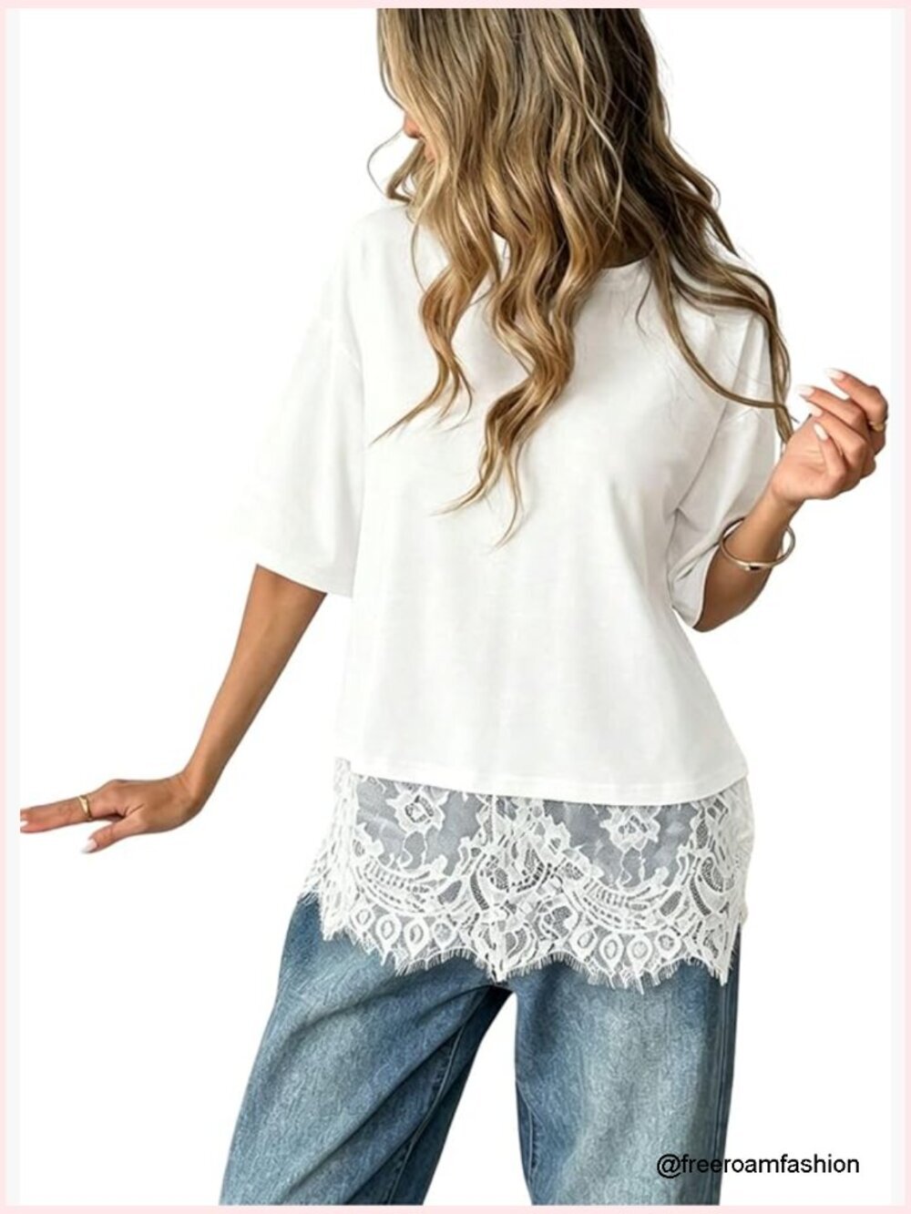 Lace Y2K Babydoll Tee Going Out Top Half Sleeve Loose Fit